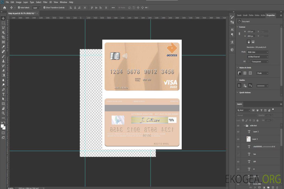 Carte de débit visa Nigeria Access Bank Plc template